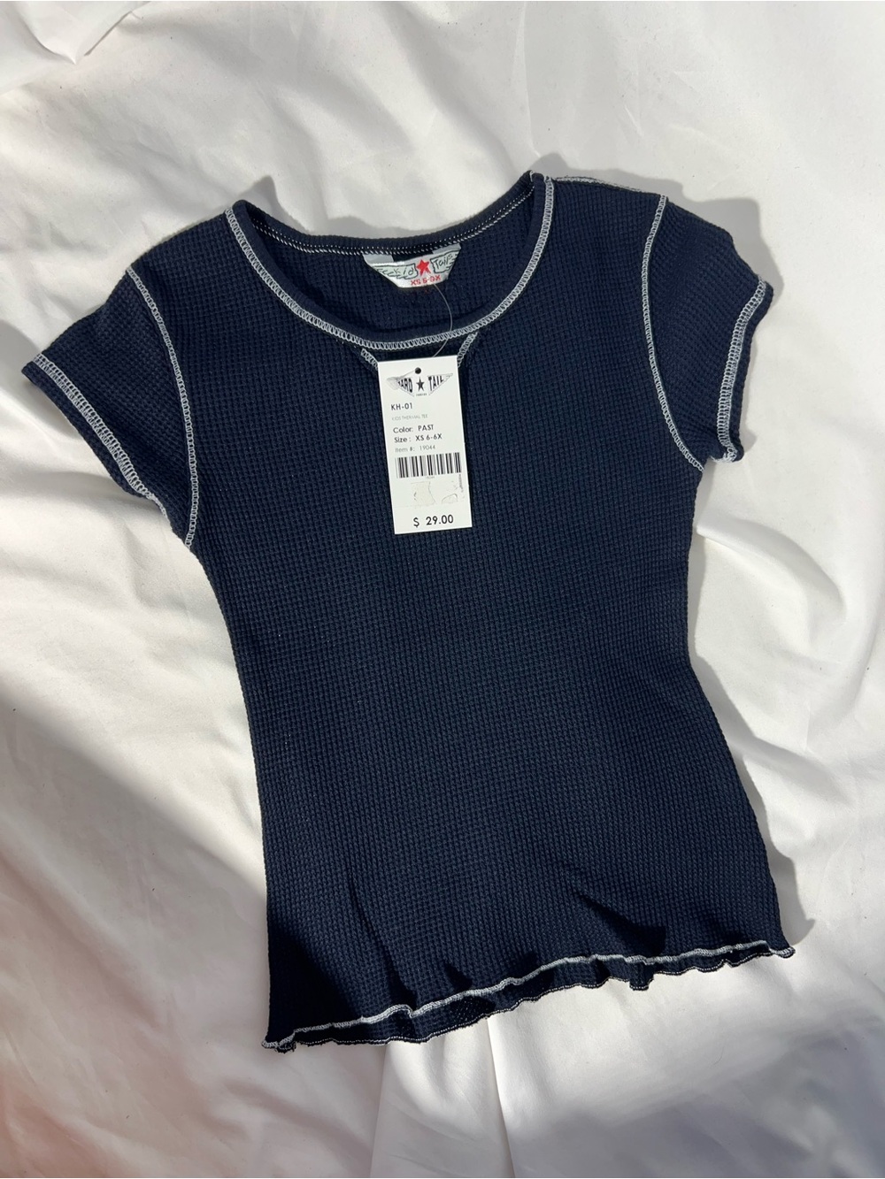 NWT Girls HARD TAIL Navy* Waffle Thermal Tee